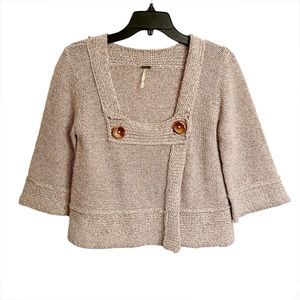 Free People Wool Blend Oatmeal Cropped Cardigan